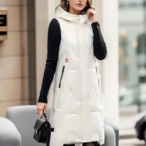2023 Gilet in cotone oversize Cappotto senza maniche Donna Autunno Inverno Gilet con cappuccio Puffer Parka Lungo caldo Giù in c