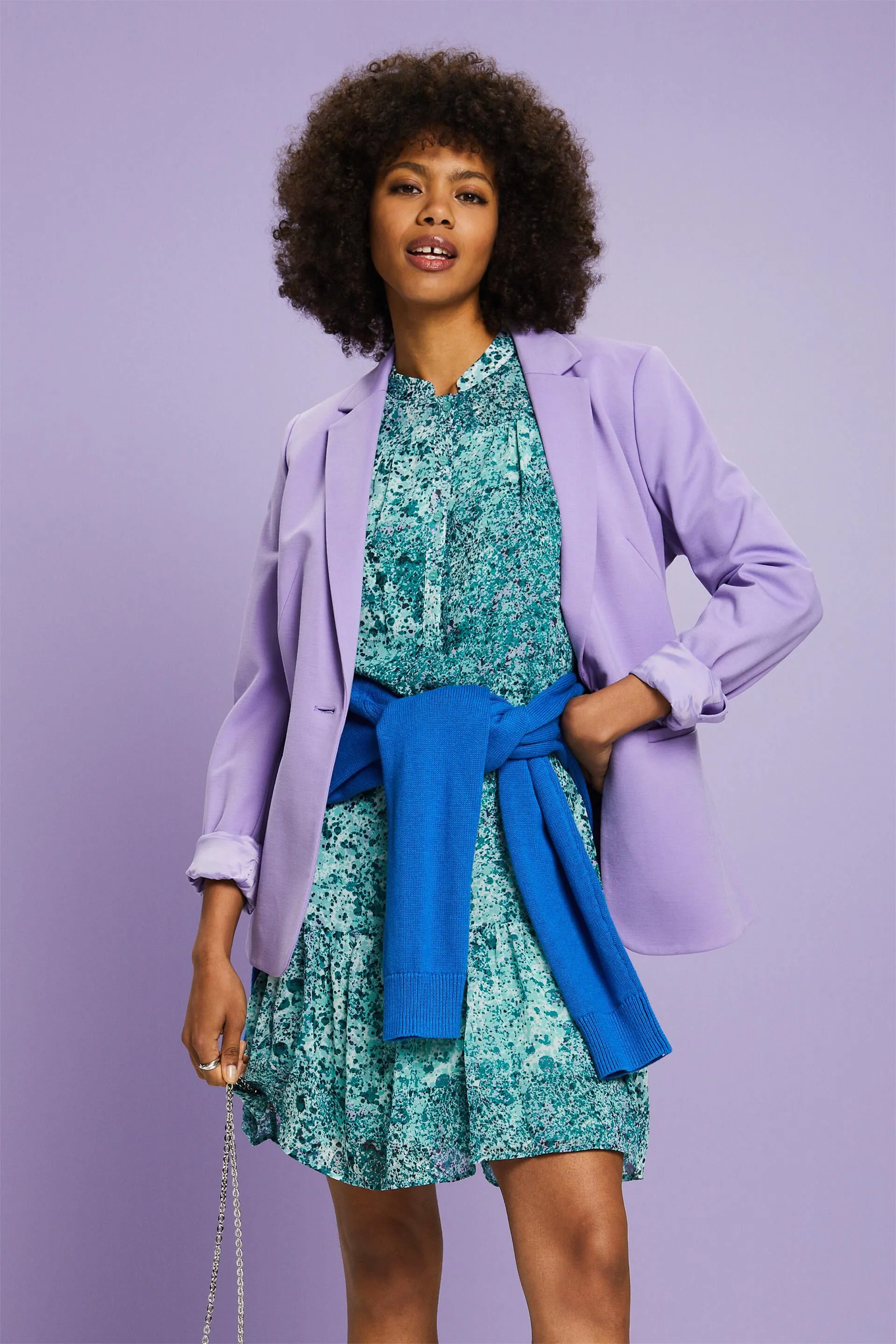 Abito mini in chiffon a fantasia