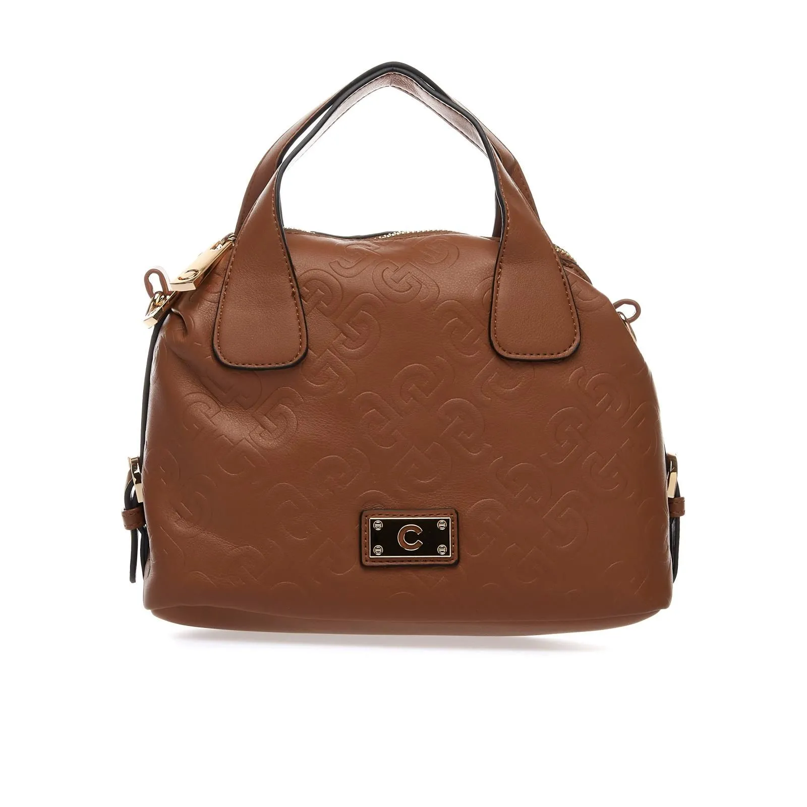 Bauletto marrone con logo stampato