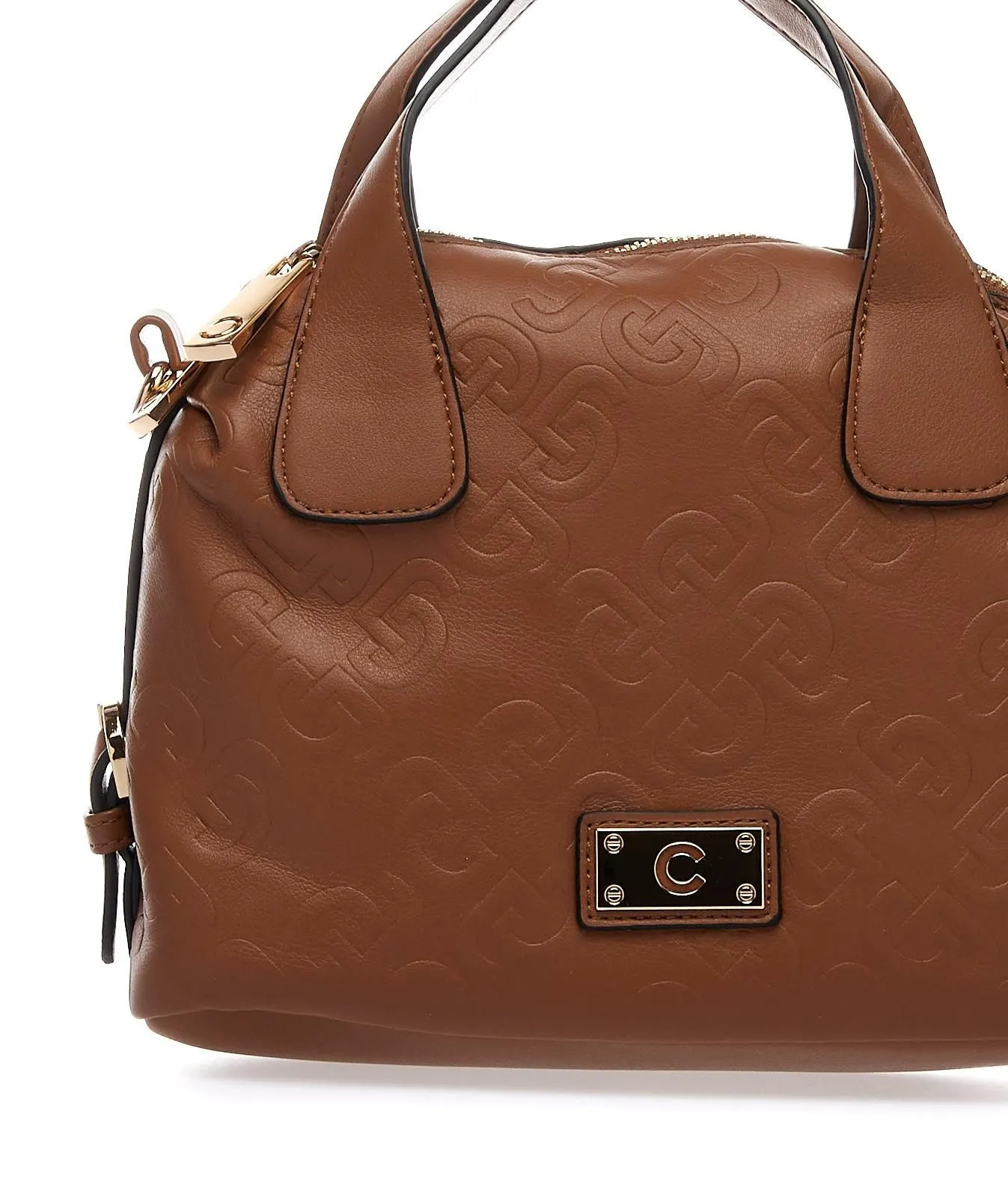 Bauletto marrone con logo stampato