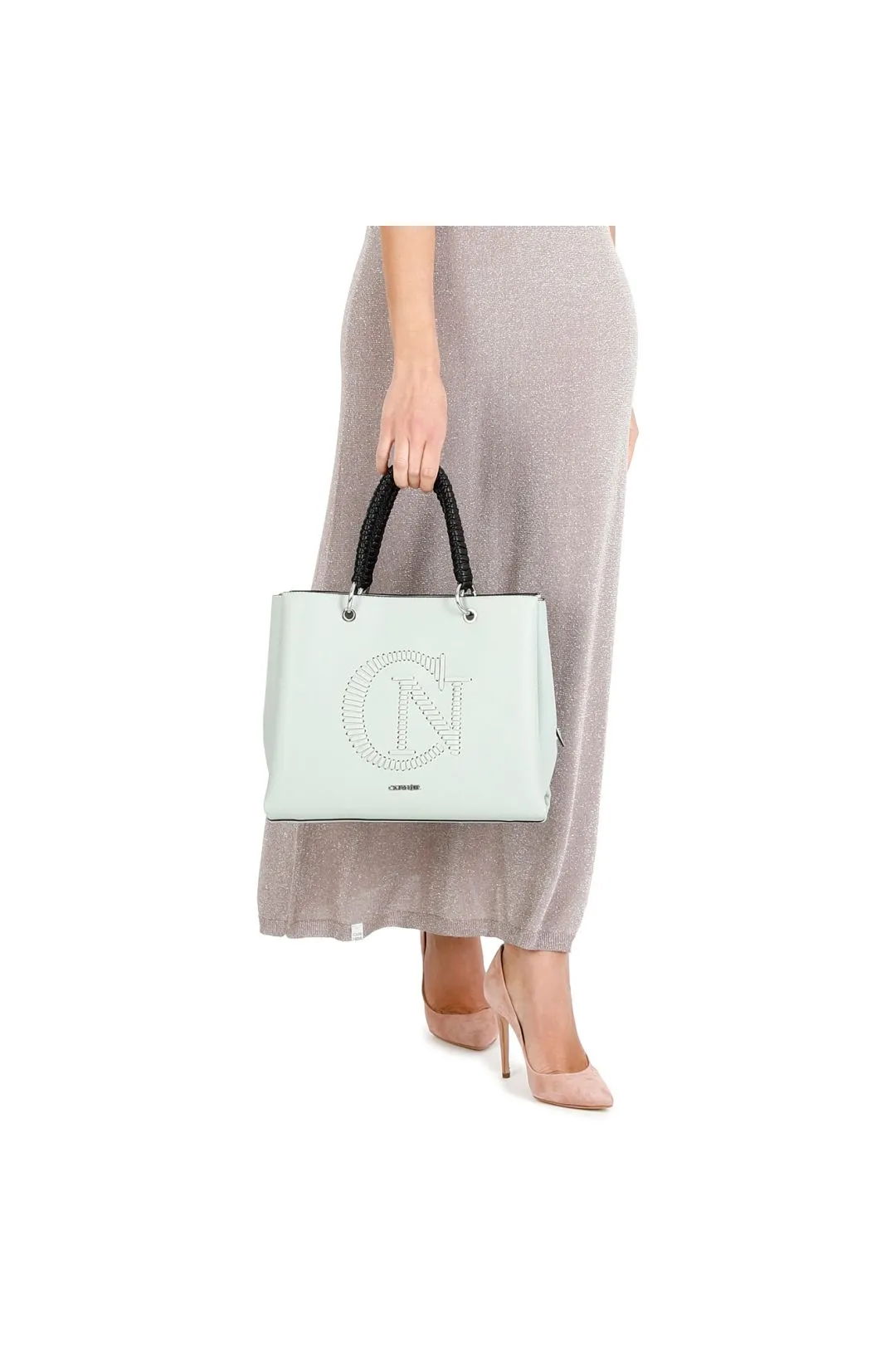 bauletto sfoderato con manici intrecciati