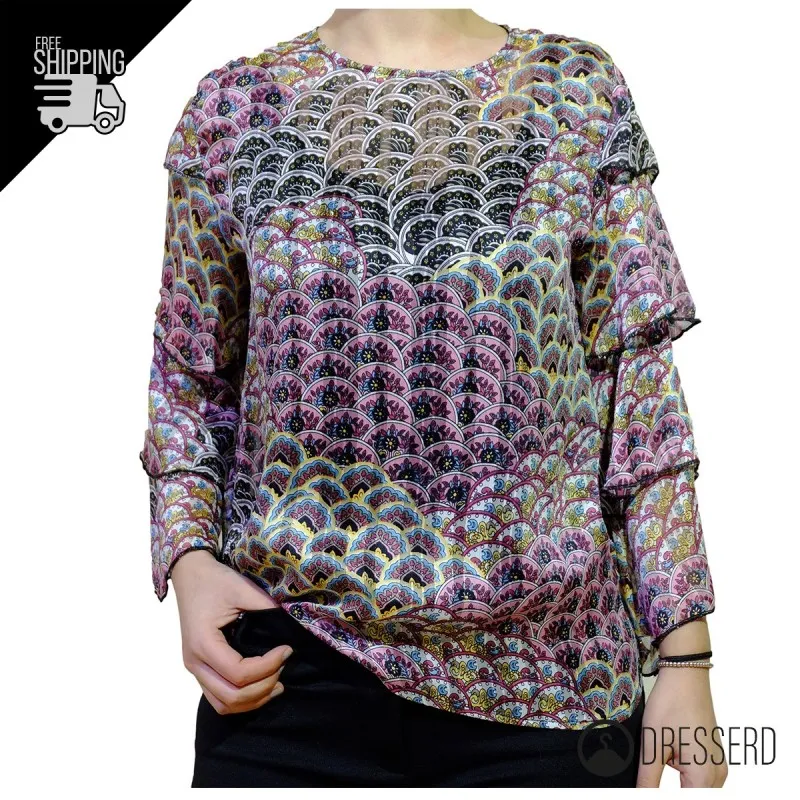 BLUSA DONNA CON MANICHE VOLANT