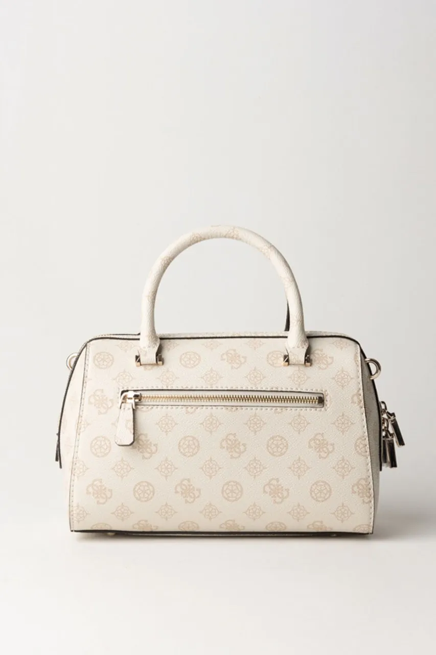 Borsa bauletto con pattern e banda colorata CREAM LOGO