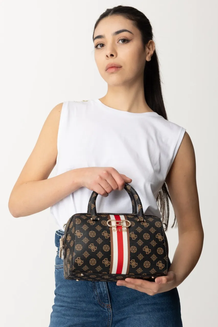 Borsa bauletto con pattern e banda colorata MOCHA LOGO