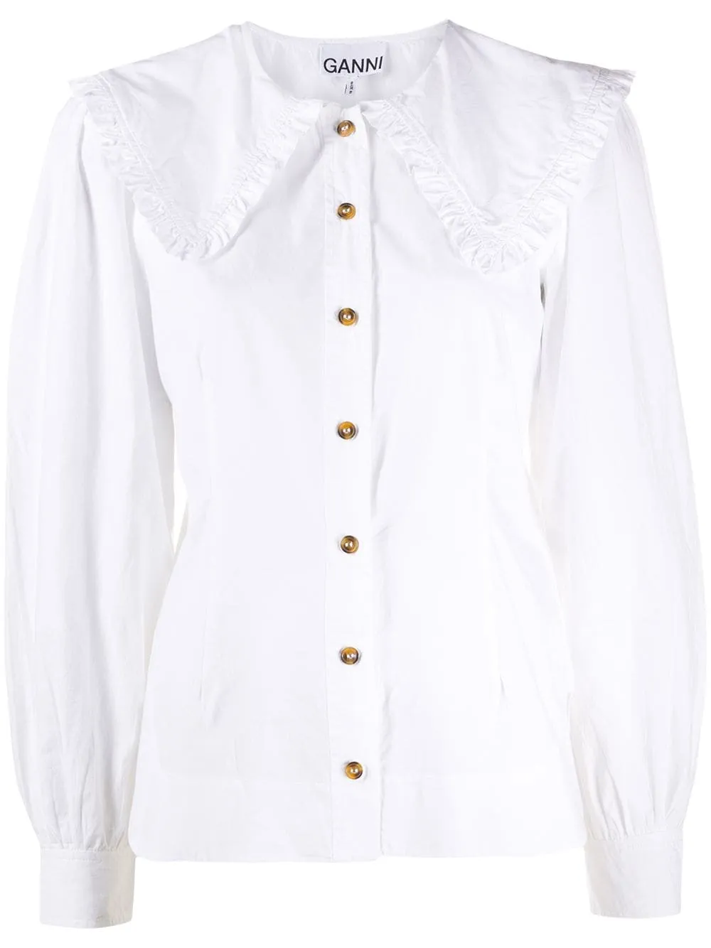Camicia con collo oversize in bianco - donna