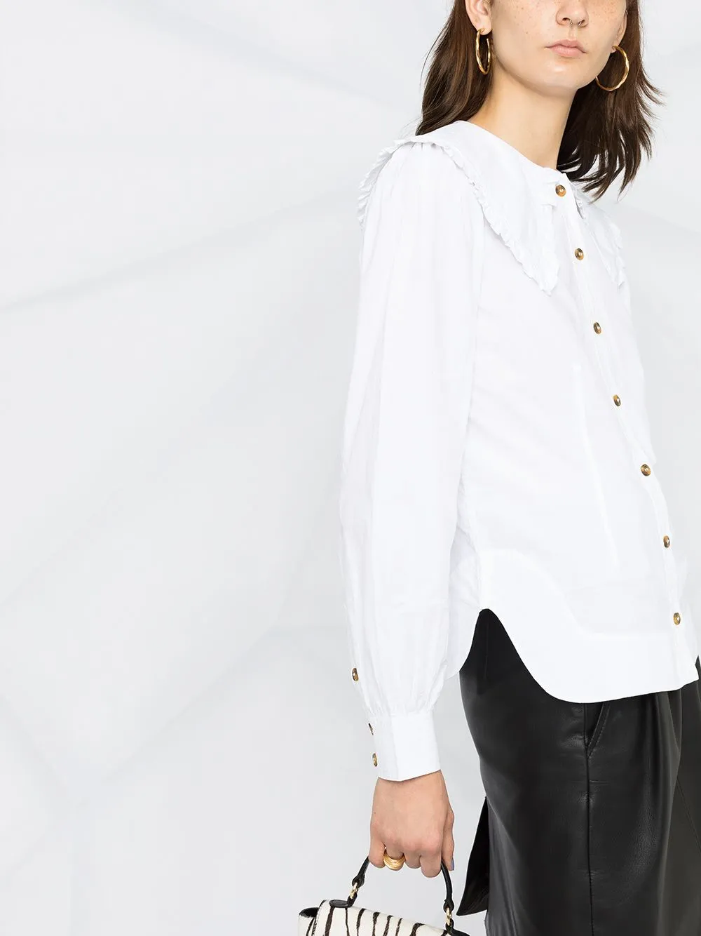 Camicia con collo oversize in bianco - donna