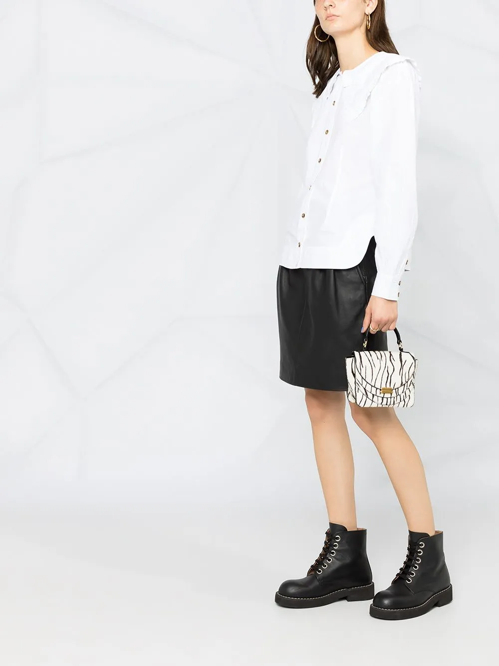 Camicia con collo oversize in bianco - donna