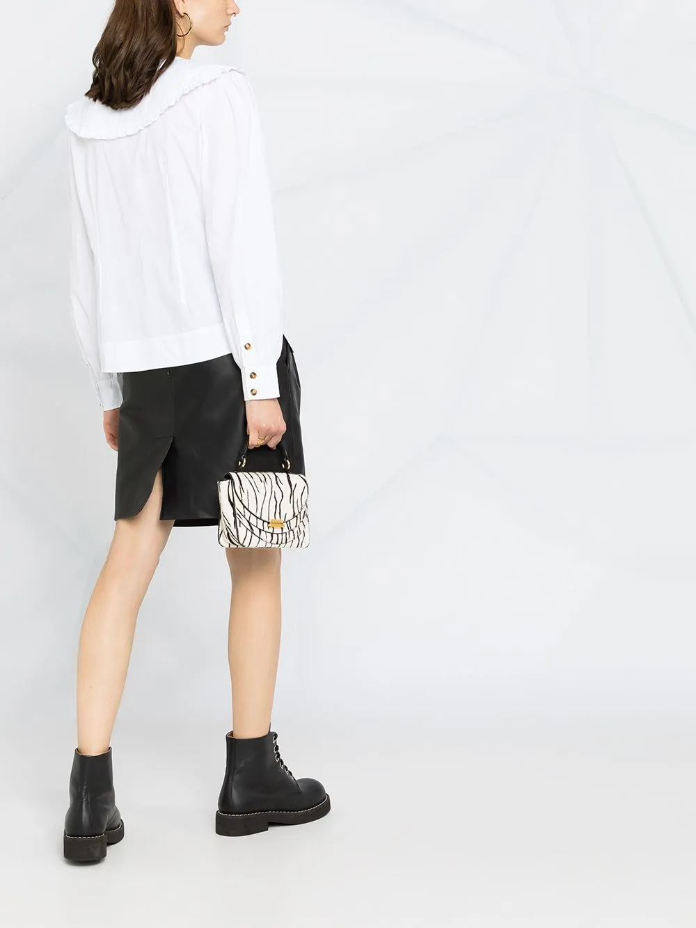 Camicia con collo oversize in bianco - donna