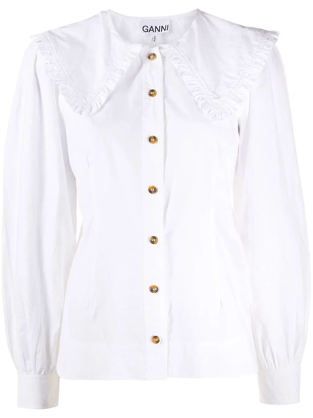 Camicia con collo oversize in bianco - donna