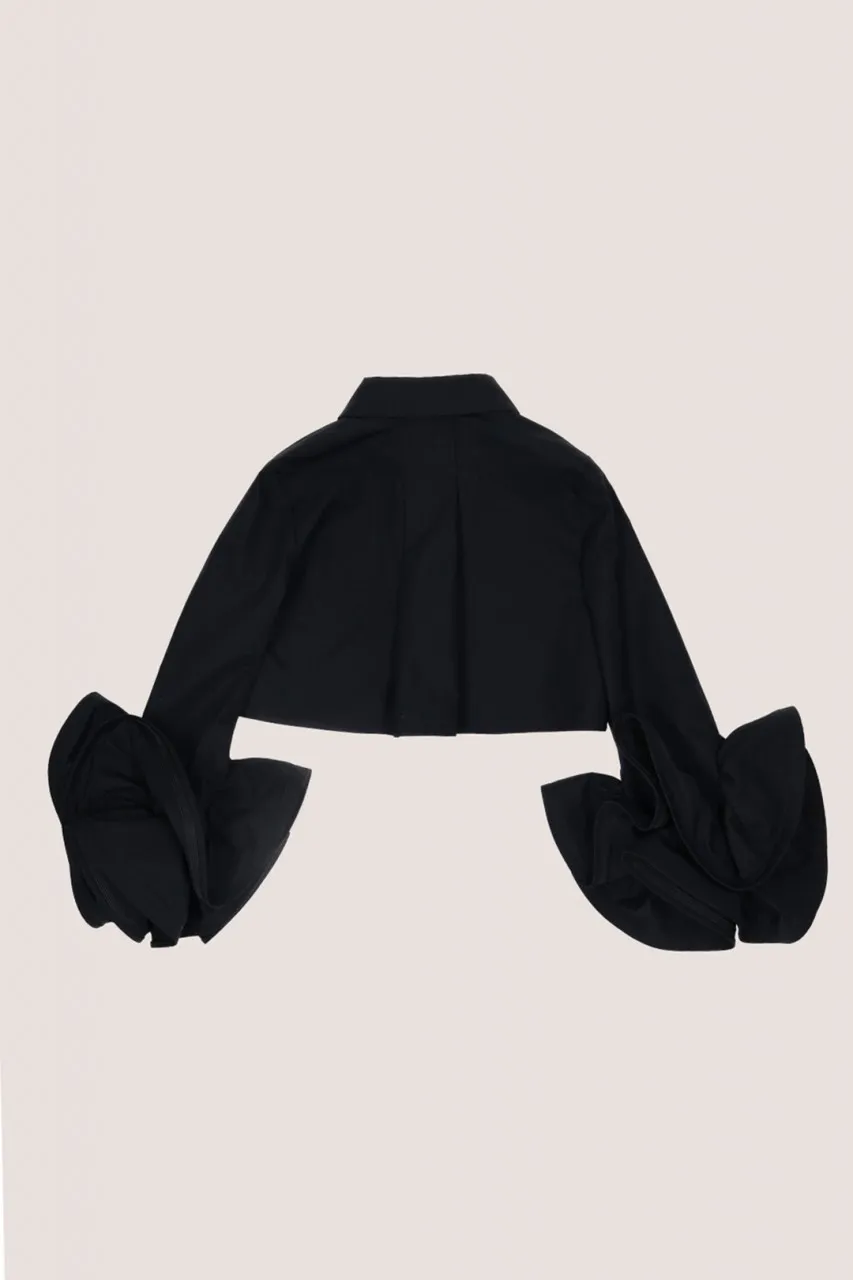 Camicia con maniche a volant Nero