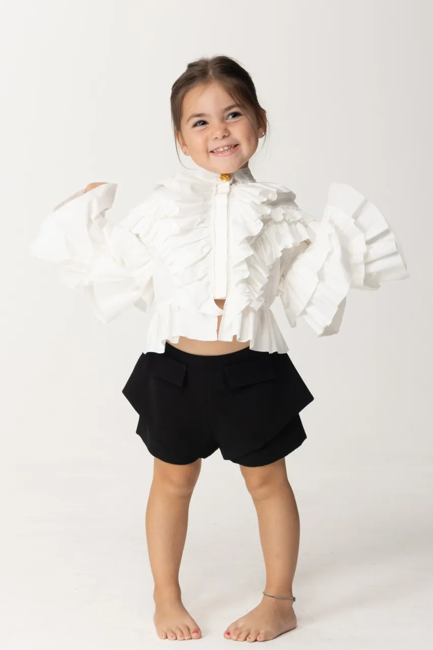 Camicia con volant PANNA CHIARO