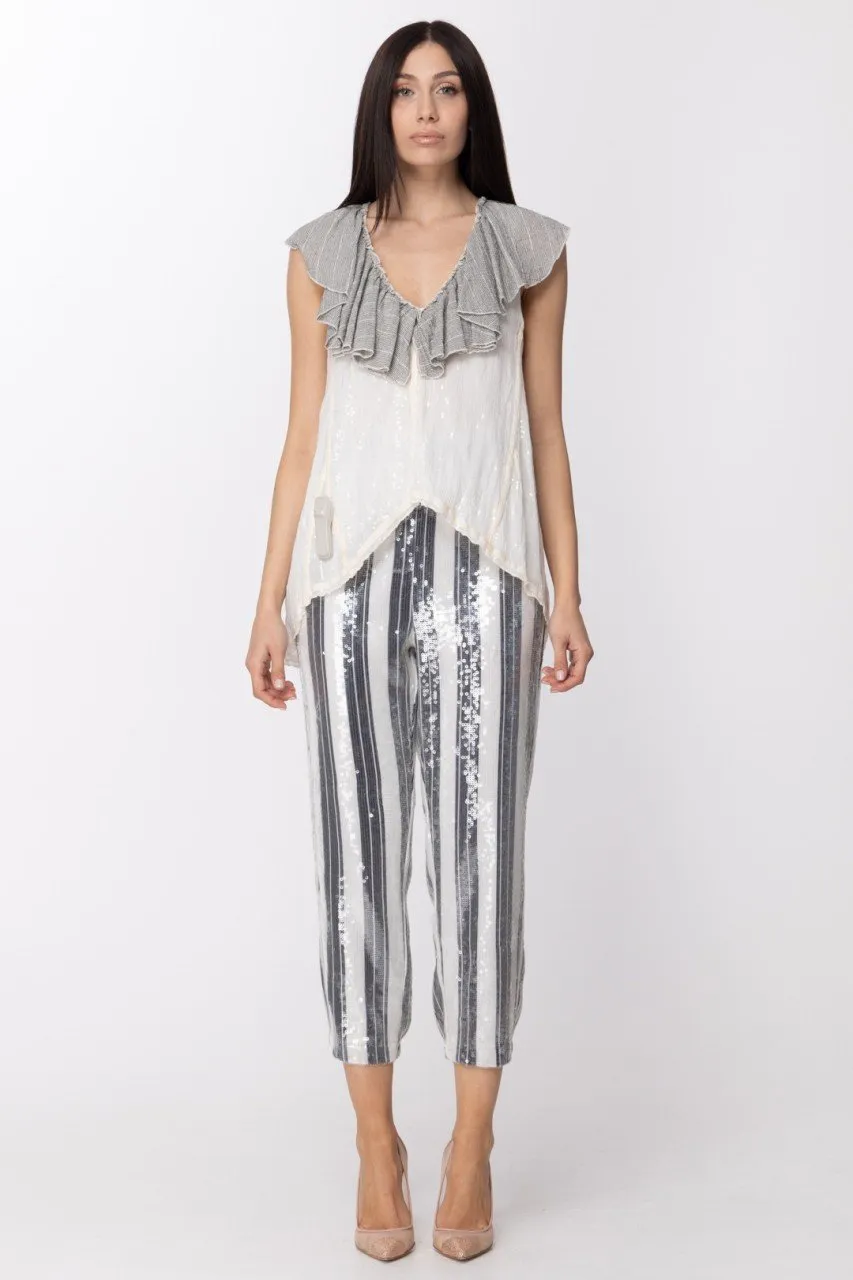 Camicia smanicata con volant VAR UNICA
