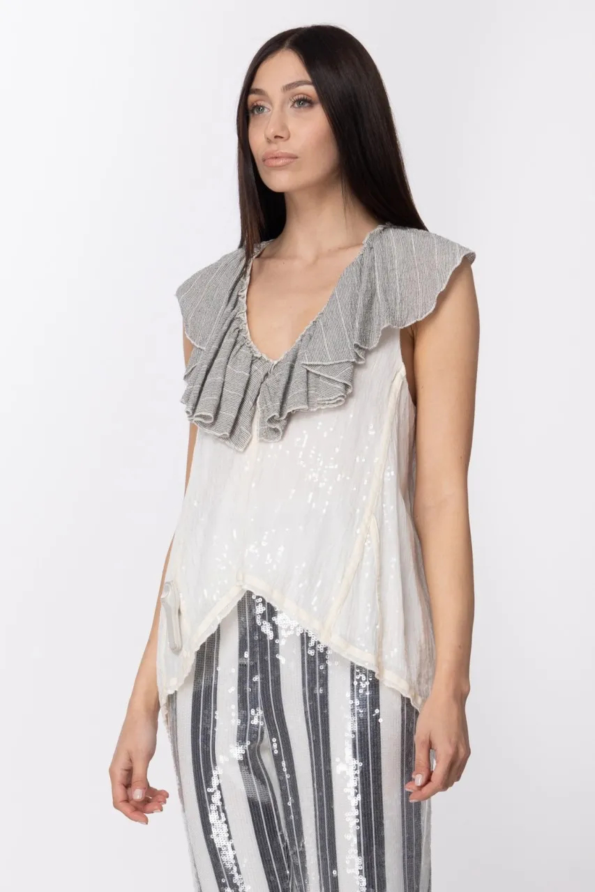 Camicia smanicata con volant VAR UNICA