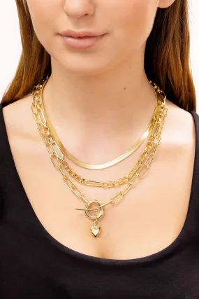 Caramel Jewellery London Oro - Collana spessa multifilo con barretta a T