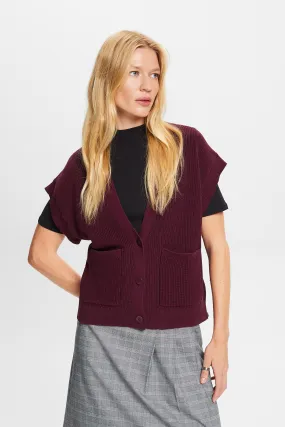 Cardigan smanicato, 100% cotone