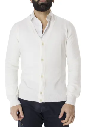 Cardigan uomo in misto cashmere 5 bottoni slim fit made in Italy tinta unita