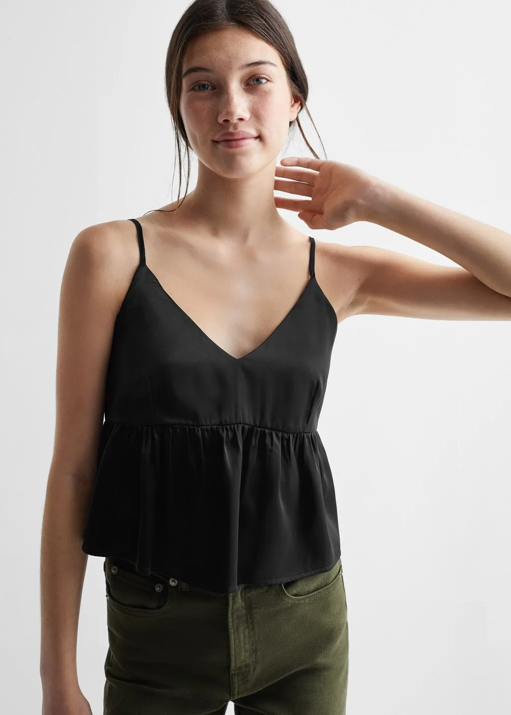 Crop top con volant