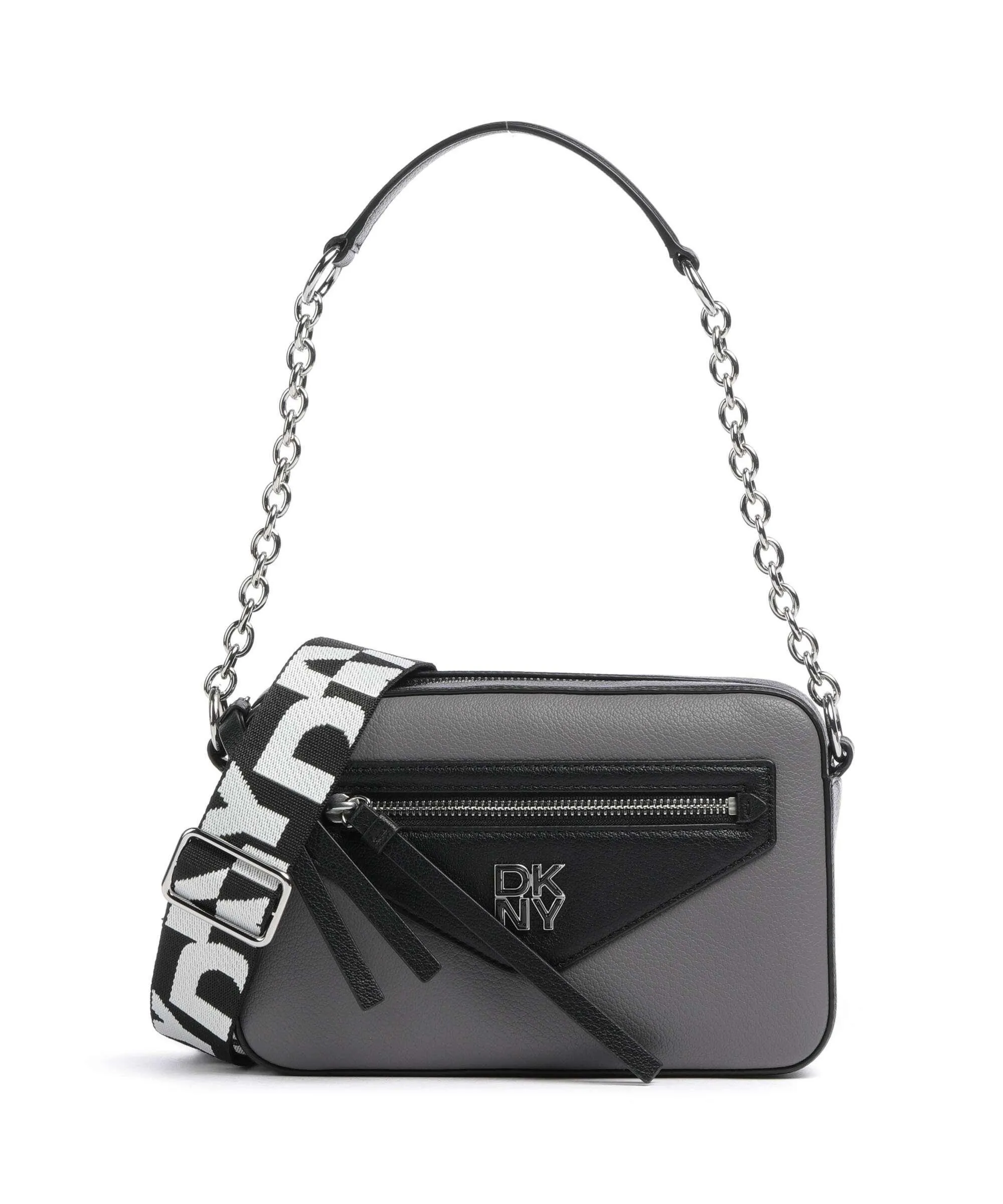  DKNY Heart of NY Borsa a spalla pelle di vacchetta finemente grana grigio scuro  