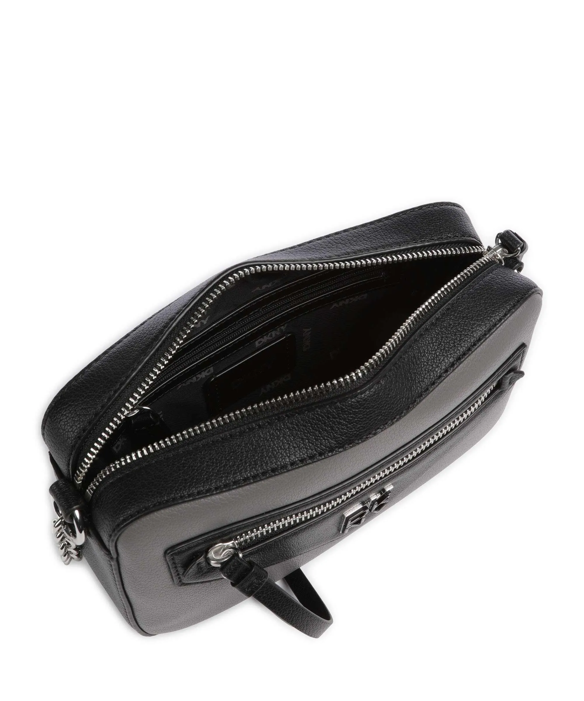  DKNY Heart of NY Borsa a spalla pelle di vacchetta finemente grana grigio scuro  