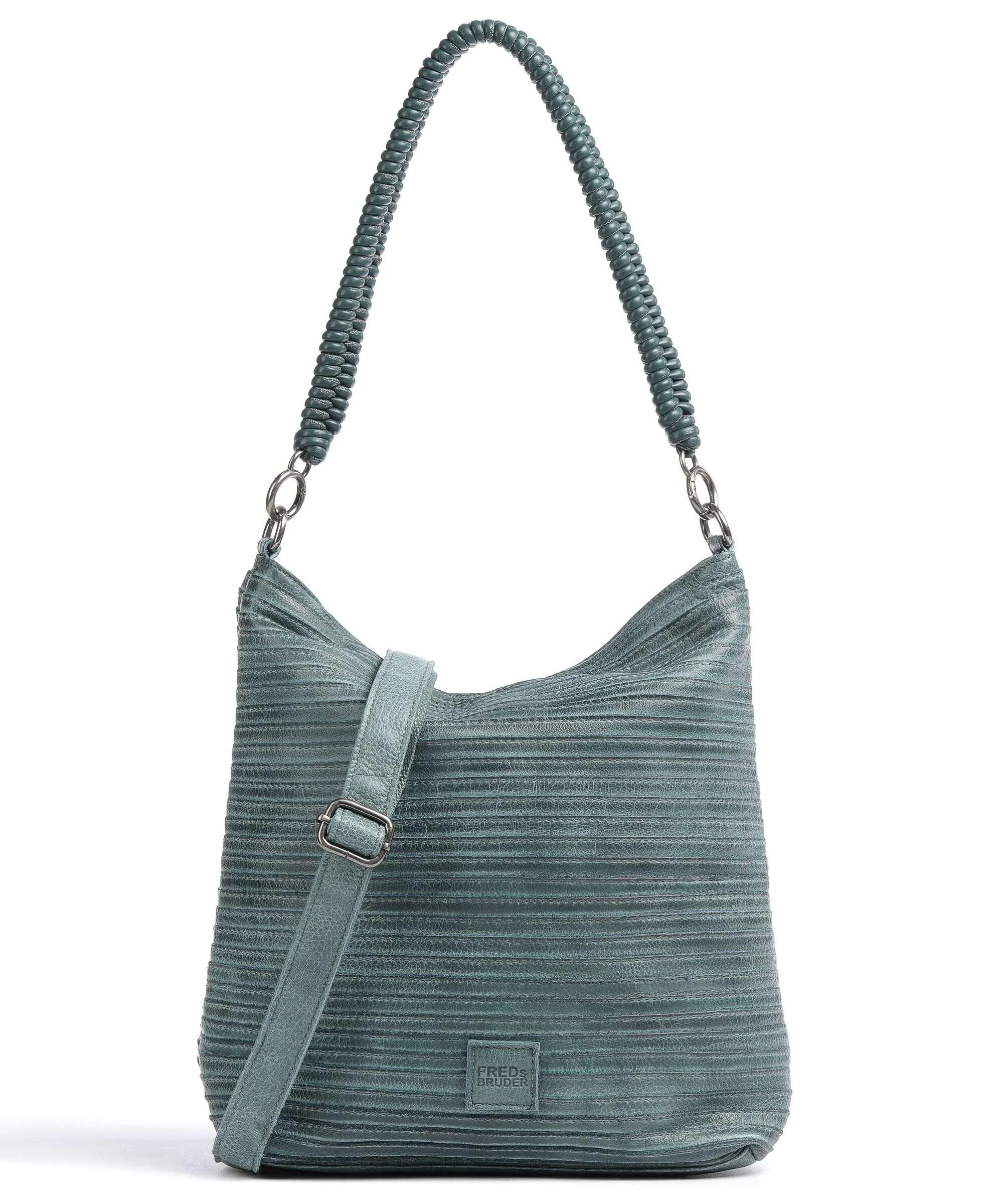  FredsBruder Enna Borsa hobo pelle granulata petrol  