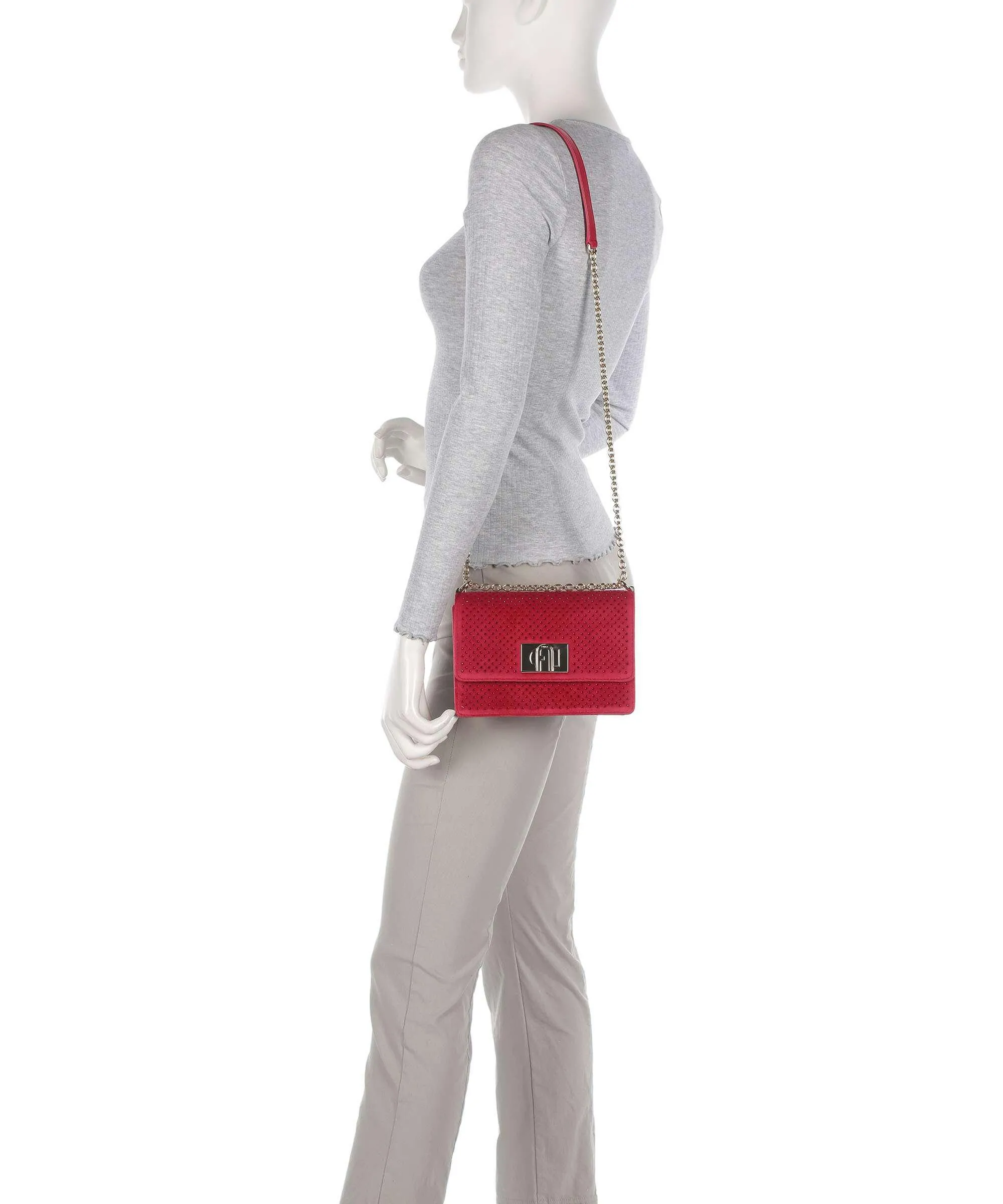  Furla 1927 Mini Borsa a spalla velluti rosso  