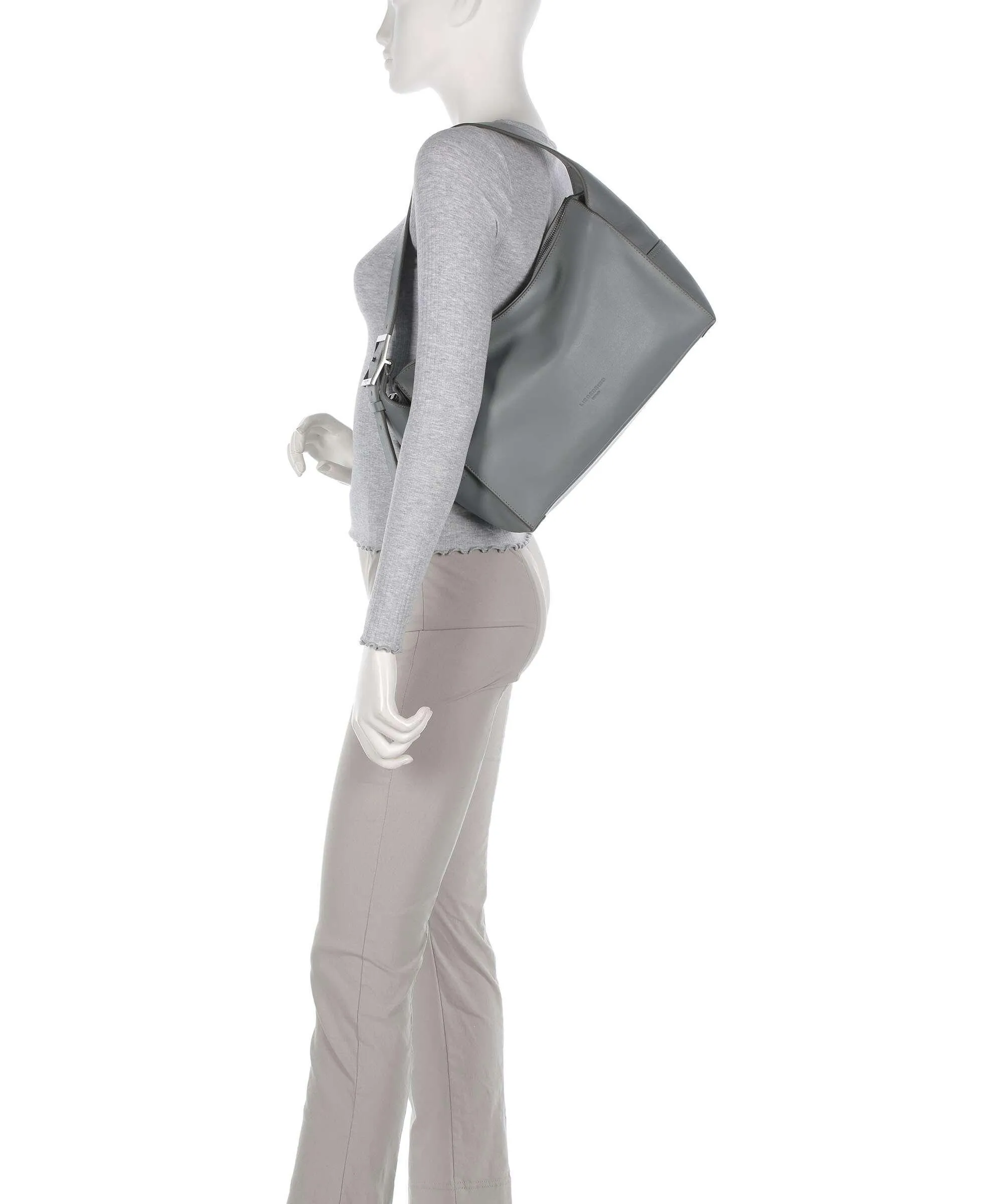  Liebeskind Lou Calf Optic M Borsa hobo pelle di vitello finemente grana grigio  