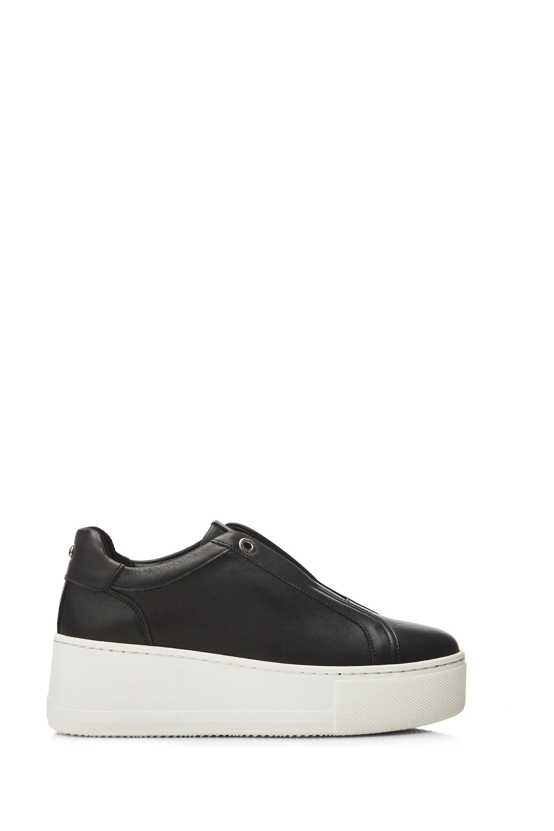 Moda in Pelle Nero - Auben - Scarpe da ginnastica senza lacci con zeppa spessa