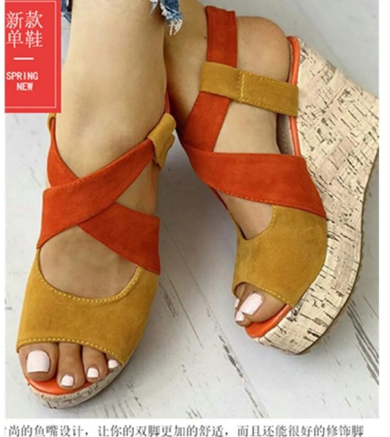 Sandali con punta aperta Sandali da donna estivi Sandali con punta aperta casual Scarpe con zeppa con fondo spesso Eleganti sand