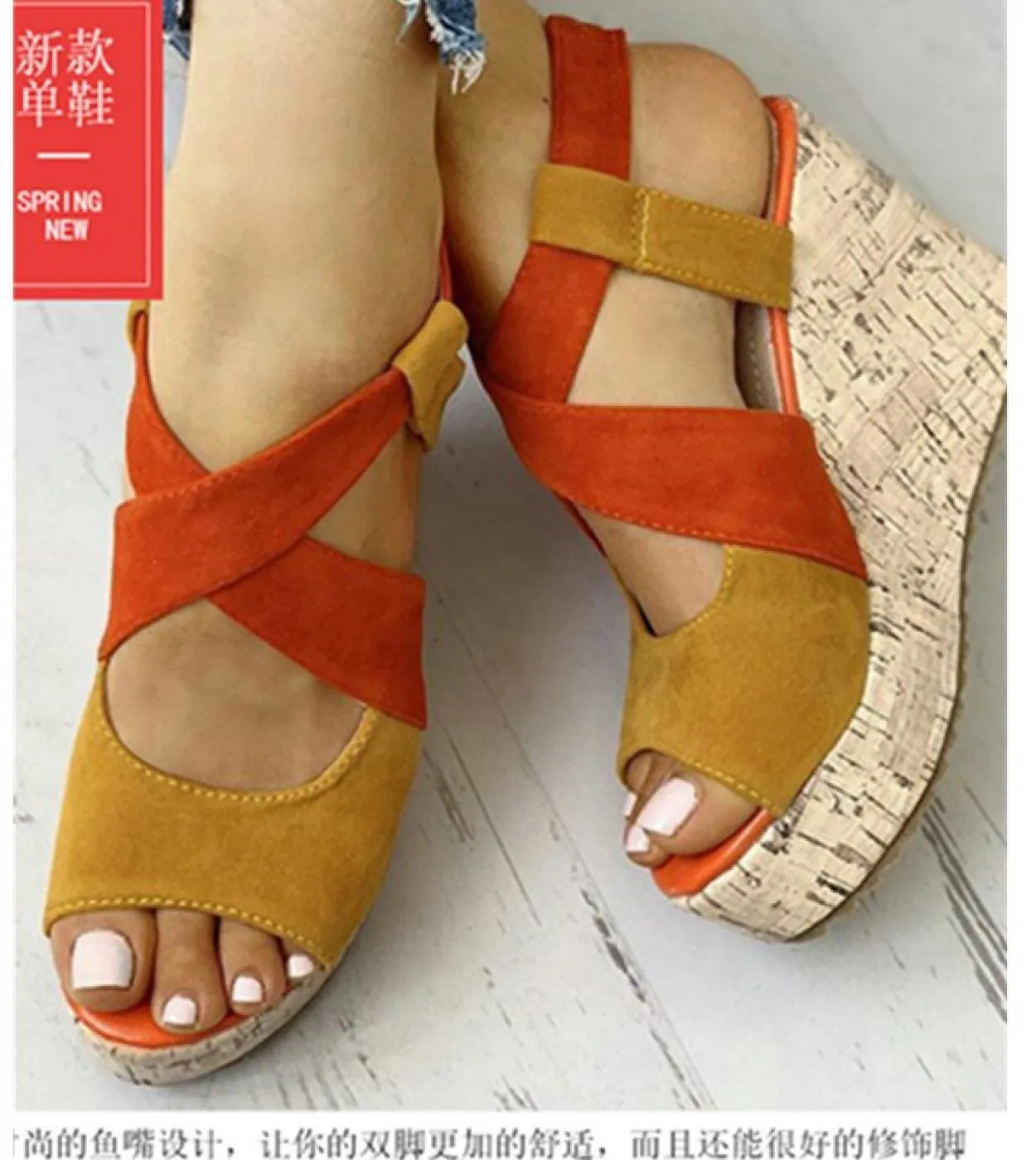 Sandali con punta aperta Sandali da donna estivi Sandali con punta aperta casual Scarpe con zeppa con fondo spesso Eleganti sand