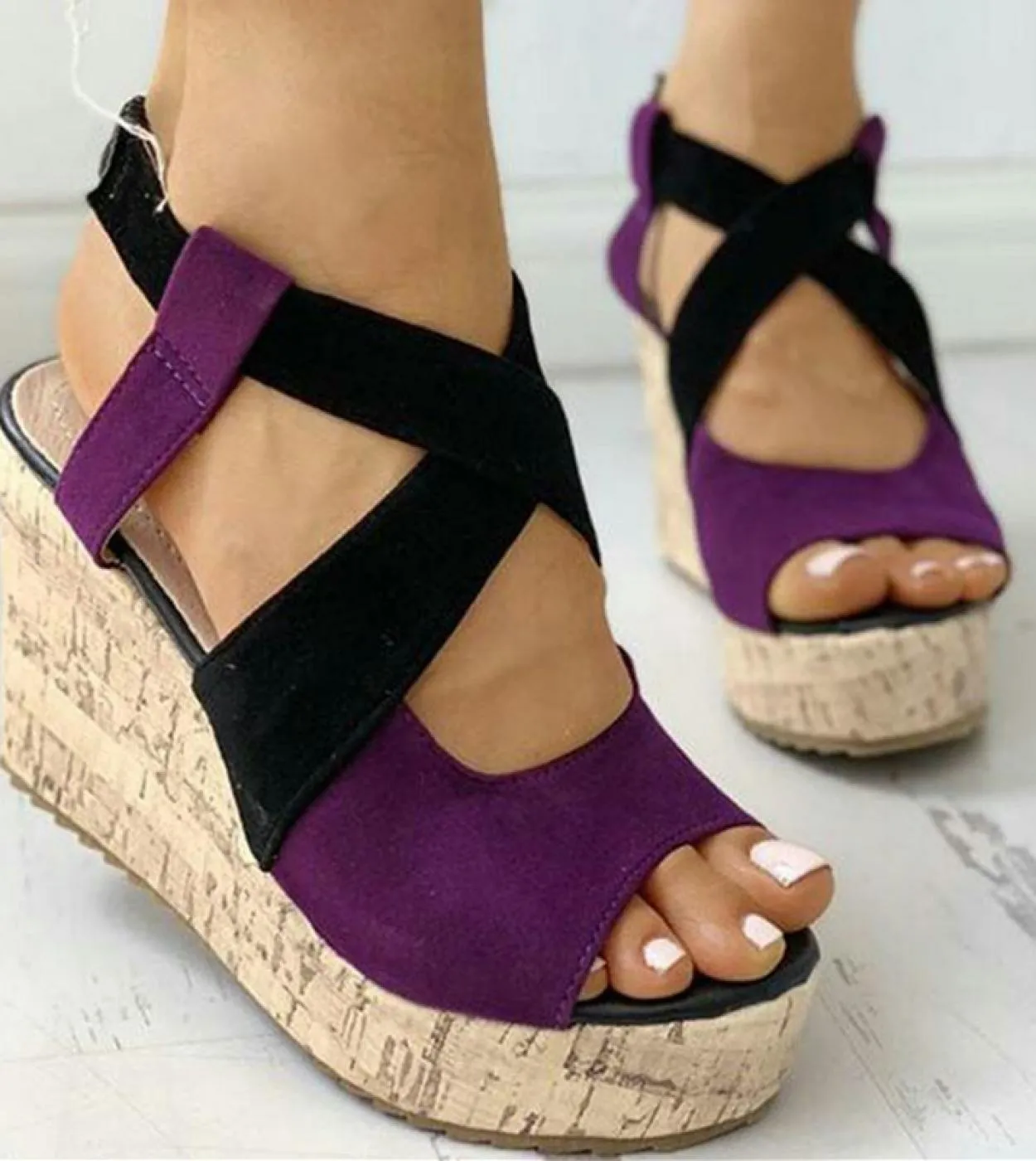 Sandali con punta aperta Sandali da donna estivi Sandali con punta aperta casual Scarpe con zeppa con fondo spesso Eleganti sand