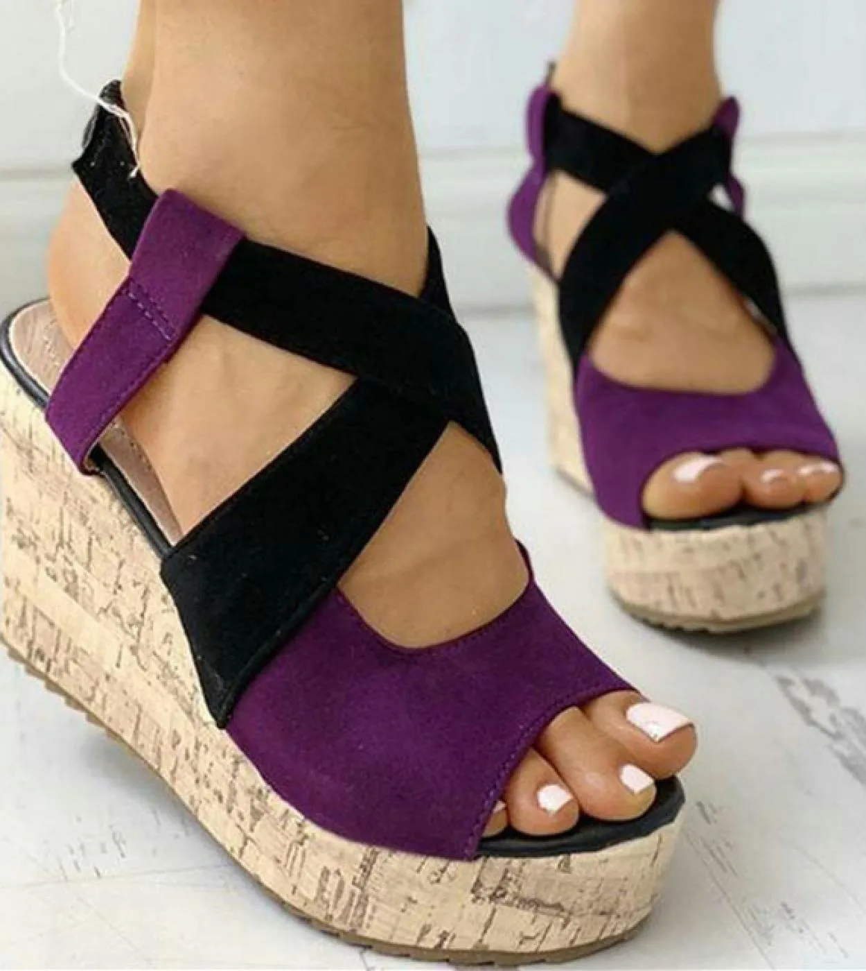 Sandali con punta aperta Sandali da donna estivi Sandali con punta aperta casual Scarpe con zeppa con fondo spesso Eleganti sand