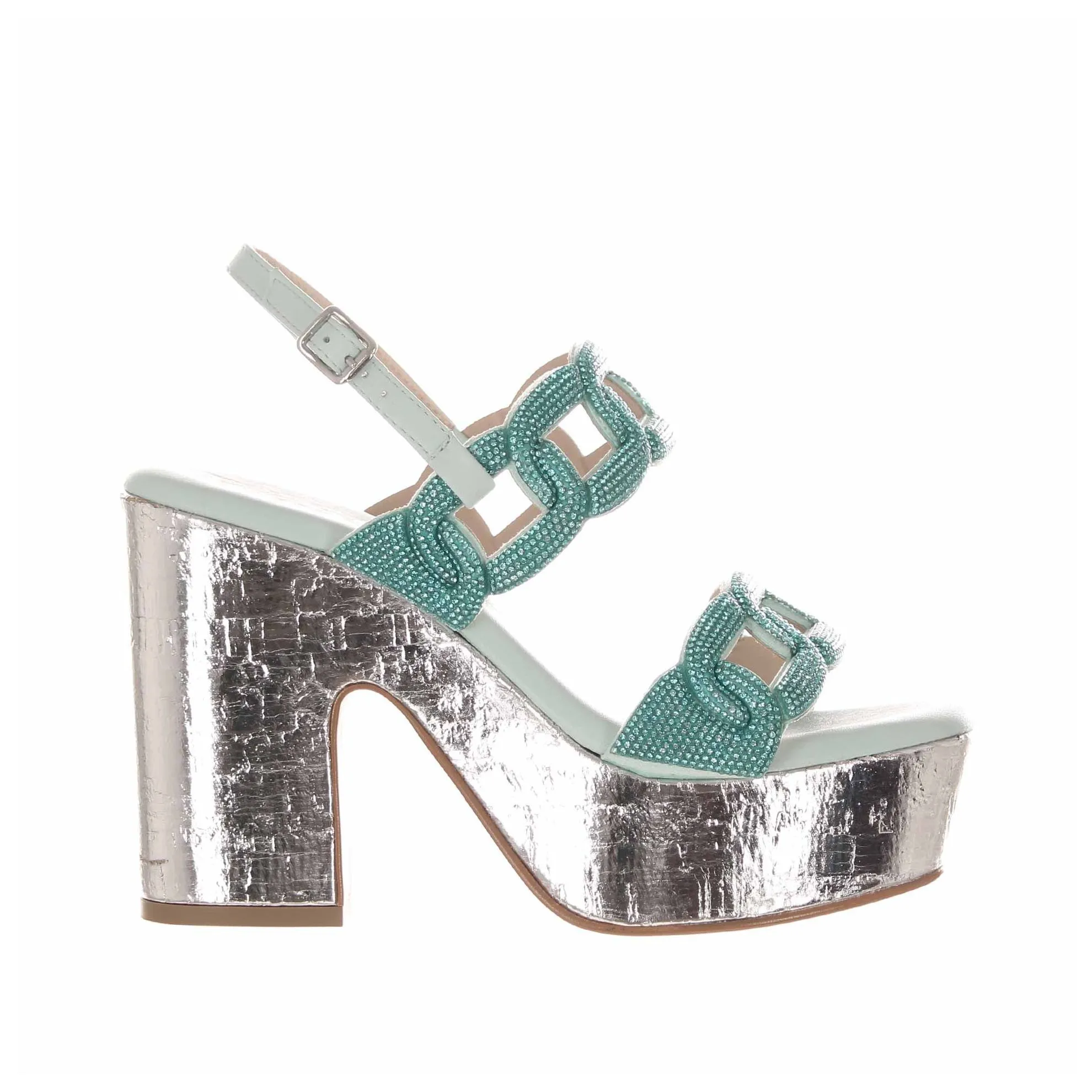 Sandalo platform in nappa con zeppa laminata