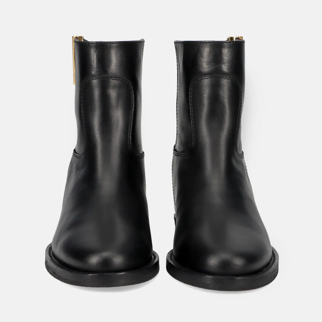 Stivaletto Via roma 15 2576 nero in pelle con V oro e zeppa interna