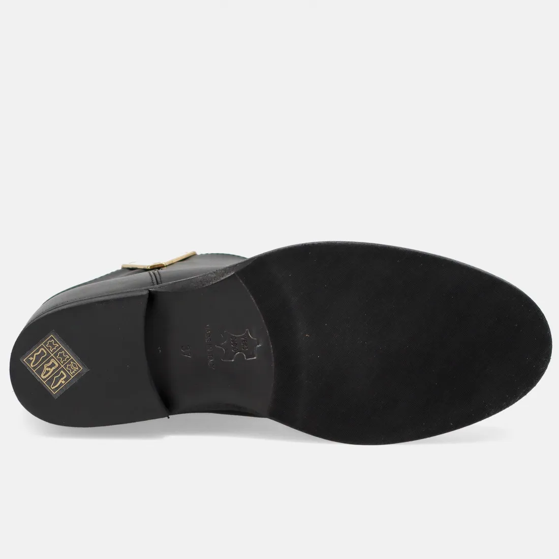 Stivaletto Via roma 15 2576 nero in pelle con V oro e zeppa interna