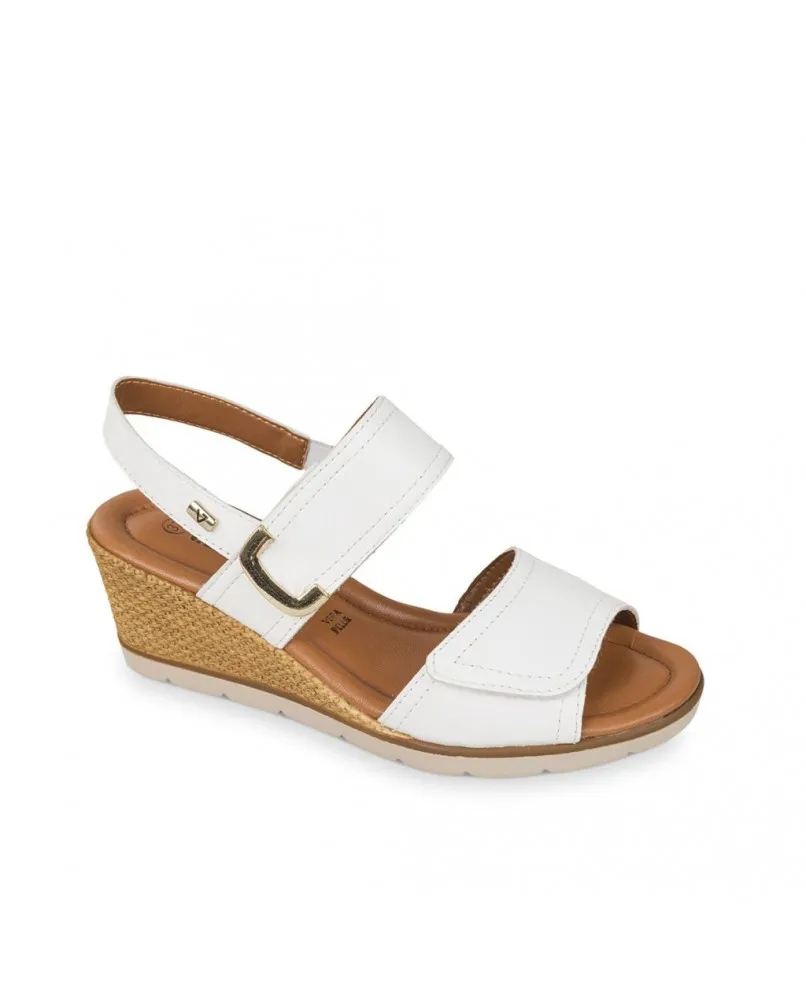 VALLEVERDE 16250 sandali scarpe zeppa donna pelle bianco